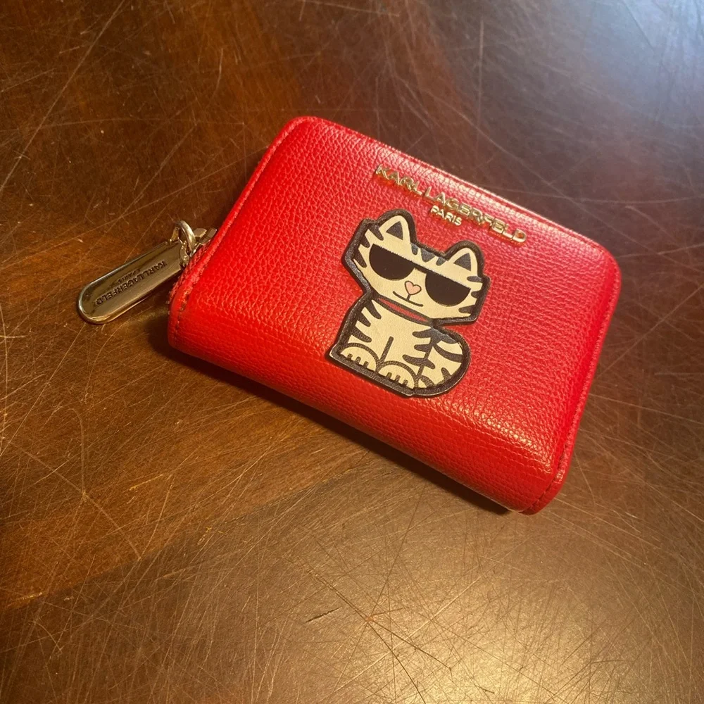 Karl Lagerfeld Red Wallet with Cat Patch